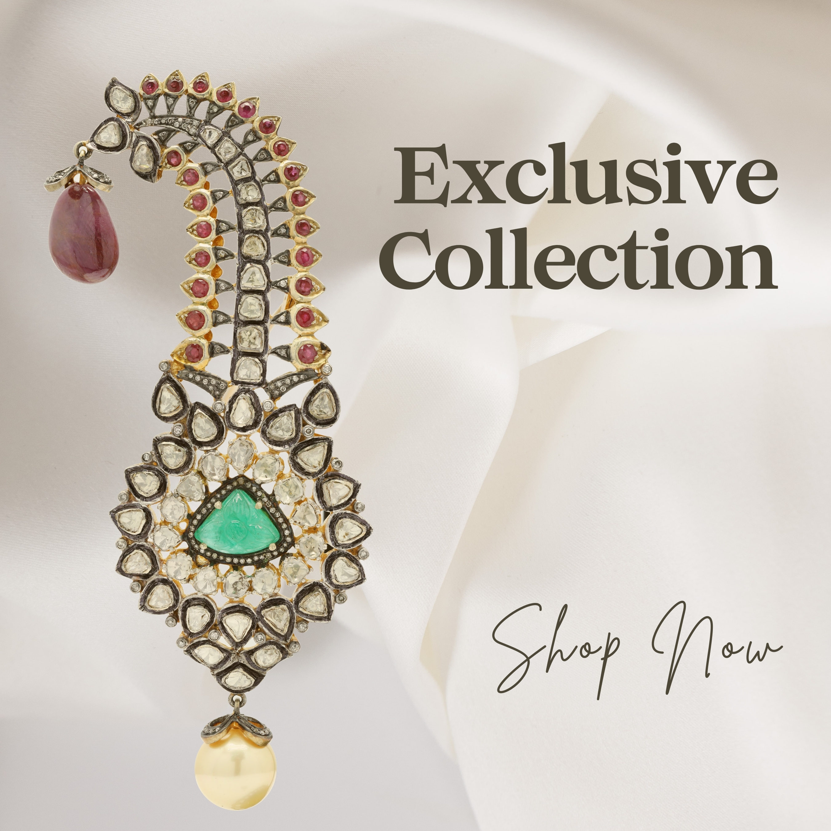 Precious Gemstone | Gold Brooch | Polki Jewelry | Meenakari | Jadau Jewelry