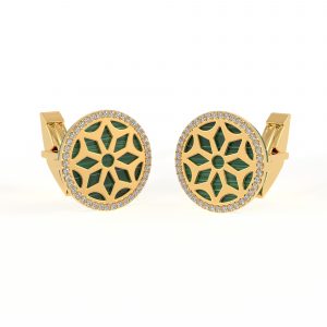 Floral Gold Cufflinks | Diamond Cufflink For Men | Wedding Jewelry Gift
