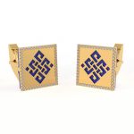 Puzzle Cufflinks | Gold Fine Jewelry For Men's | Lapis Gemstone | Pave Diamond Cufflink