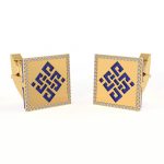 Puzzle Cufflinks | Gold Fine Jewelry For Men's | Lapis Gemstone | Pave Diamond Cufflink