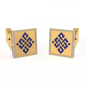 Puzzle Cufflinks | Gold Fine Jewelry For Men's | Lapis Gemstone | Pave Diamond Cufflink