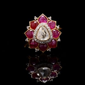 Vintage Natural Diamond Ruby Designer Ring