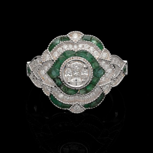 Handmade Emerald Diamond Vintage Ring