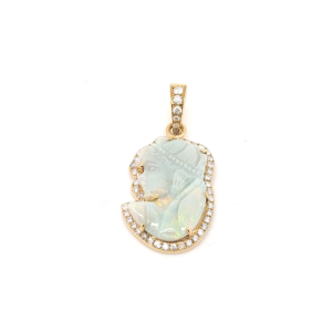 Queen Victoria Fire Opal Diamond Pendant